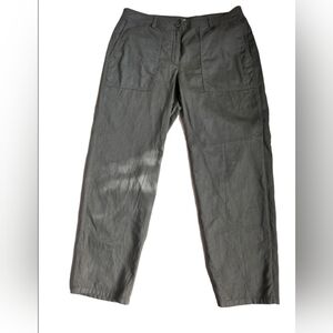 Eileen Fisher Olive Green Organic Cotton Button & Zip Close With Pockets Size 12